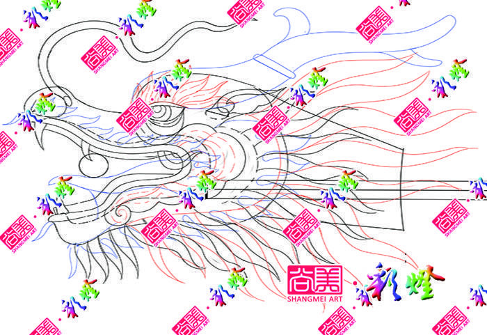 牛年彩燈《龍騰四?！反笮椭黝}彩燈龍頭放樣圖